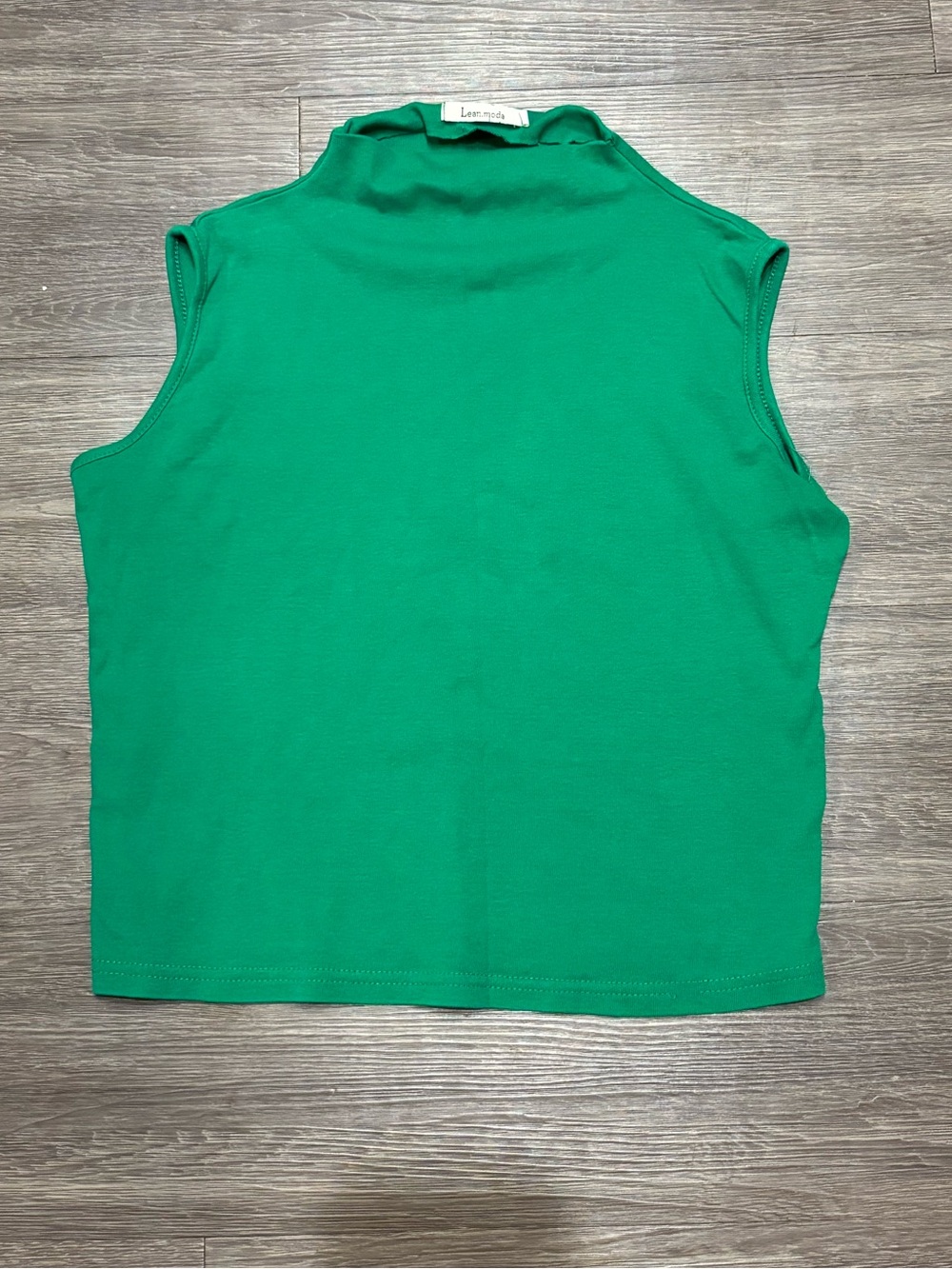 Sleeveless Green Mock Neck Women's Top